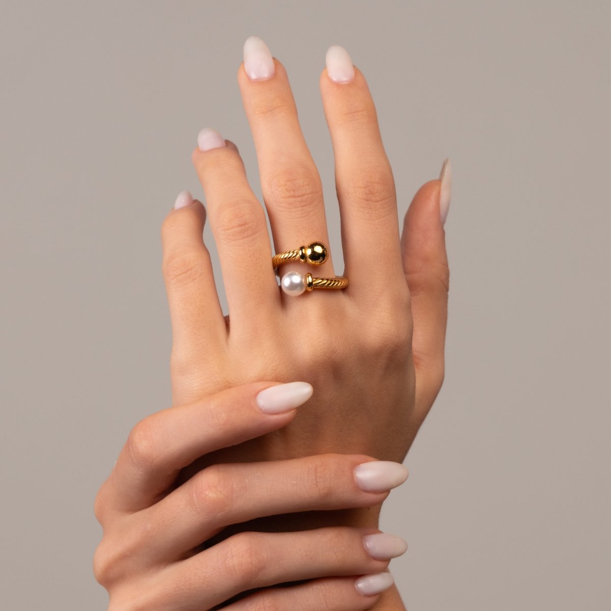 Anel Elegance Pérola Banhado em Ouro 18k - Murano Joias