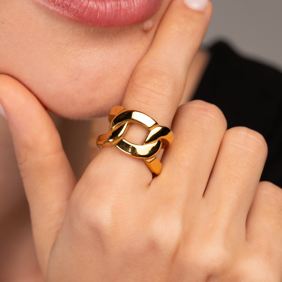 Anel Elo Duplo Banhado em Ouro 18K - Murano Joias