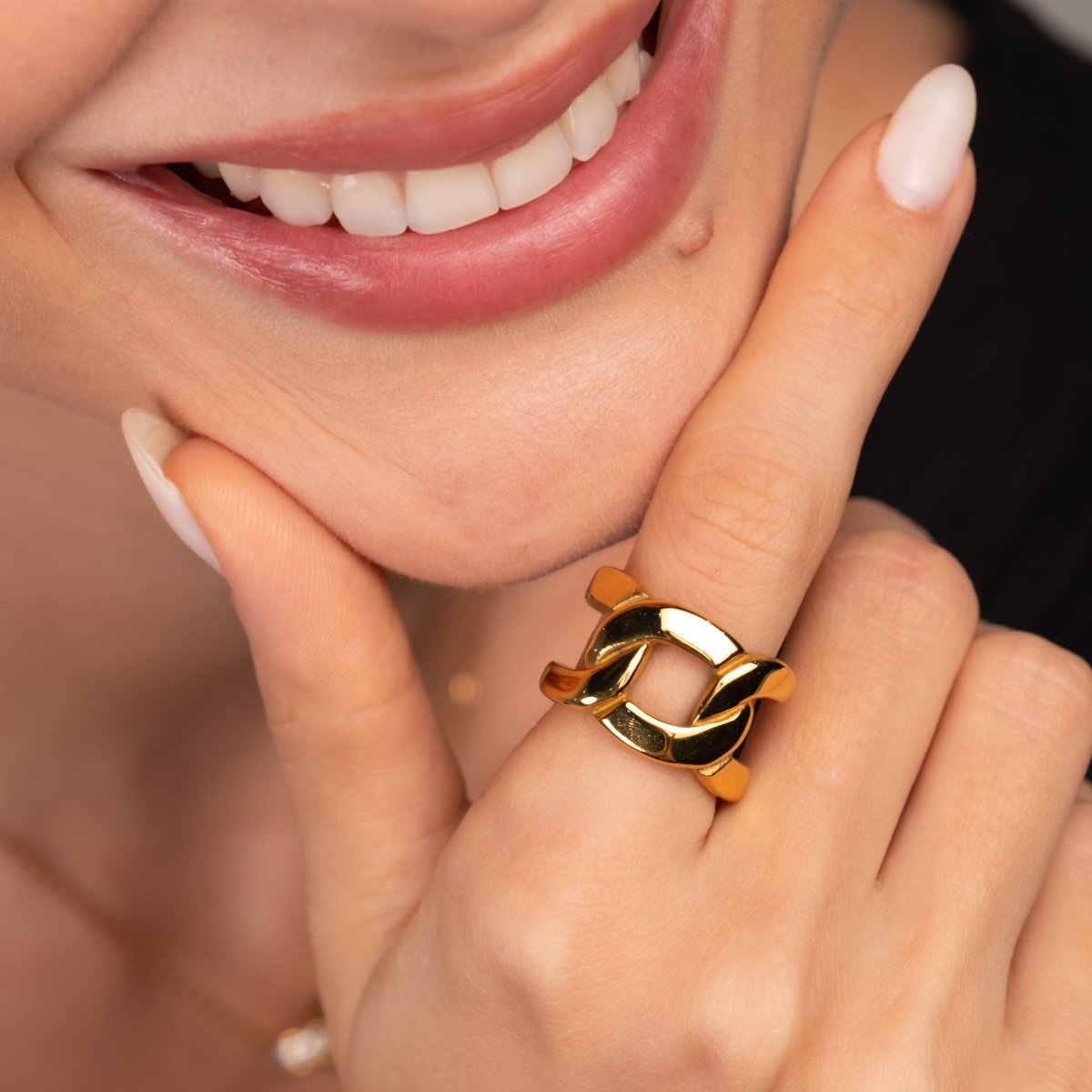 Anel Elo Duplo Banhado em Ouro 18K - Murano Joias