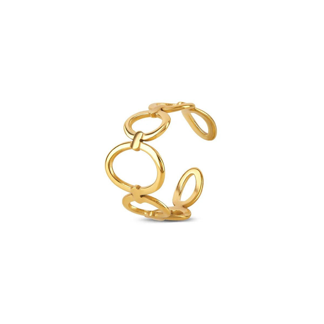 Anel Elos Vazados Ajustável Banhado em Ouro 18K - Murano Joias
