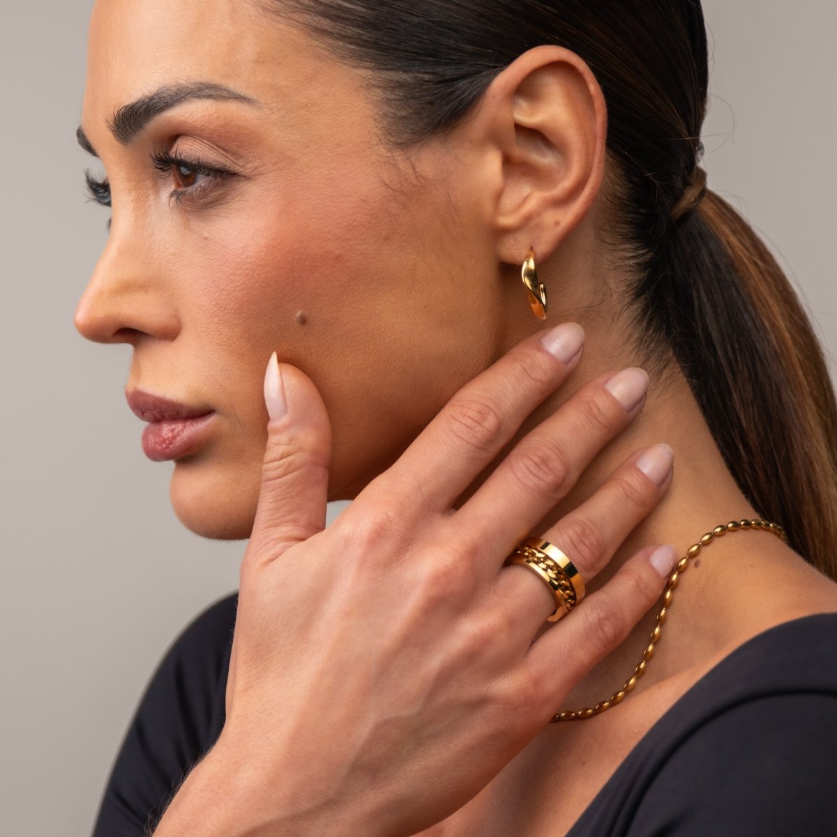 Anel Elos Zircônia Banhado em Ouro 18K - Murano Joias