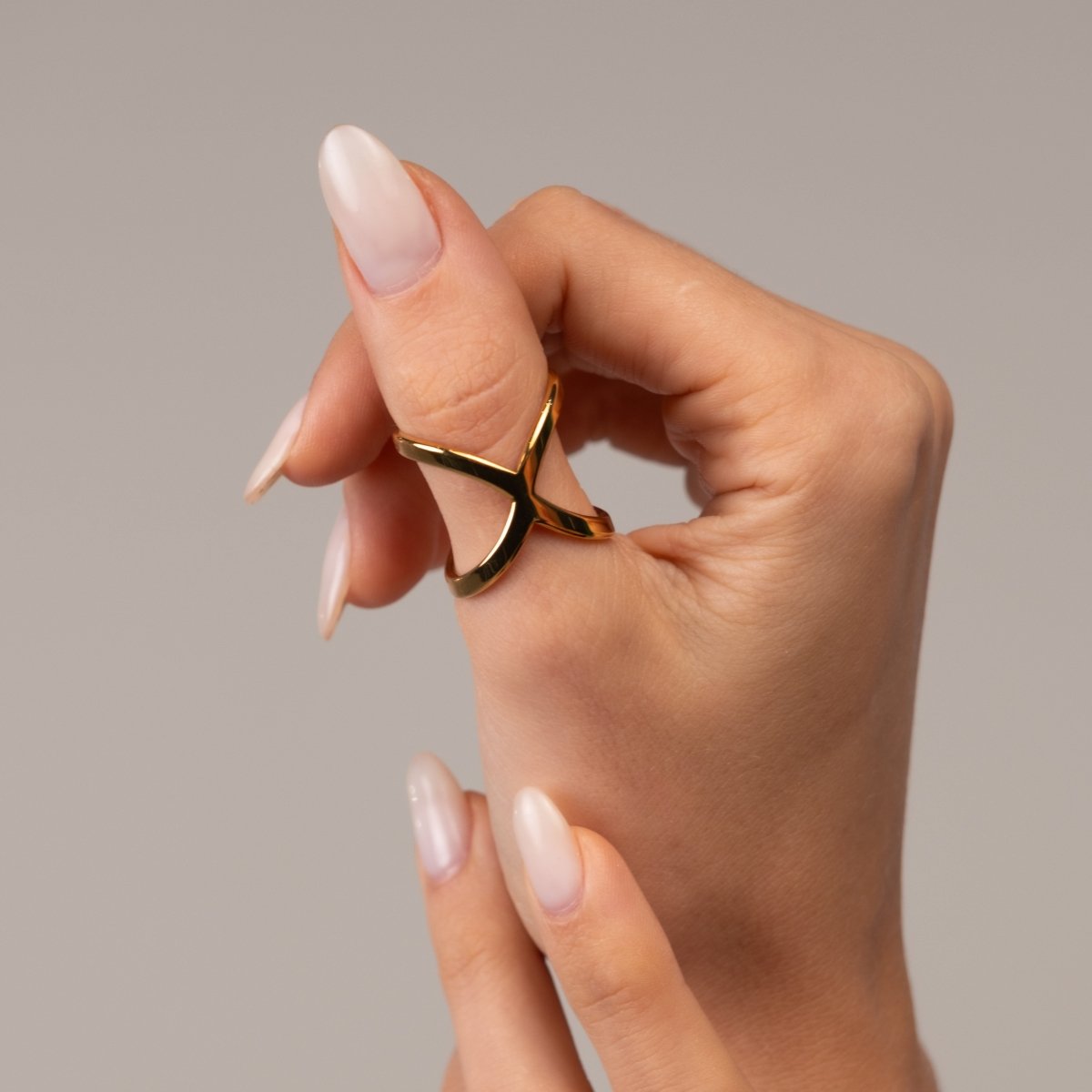 Anel em X Banhado em Ouro 18K - Murano Joias