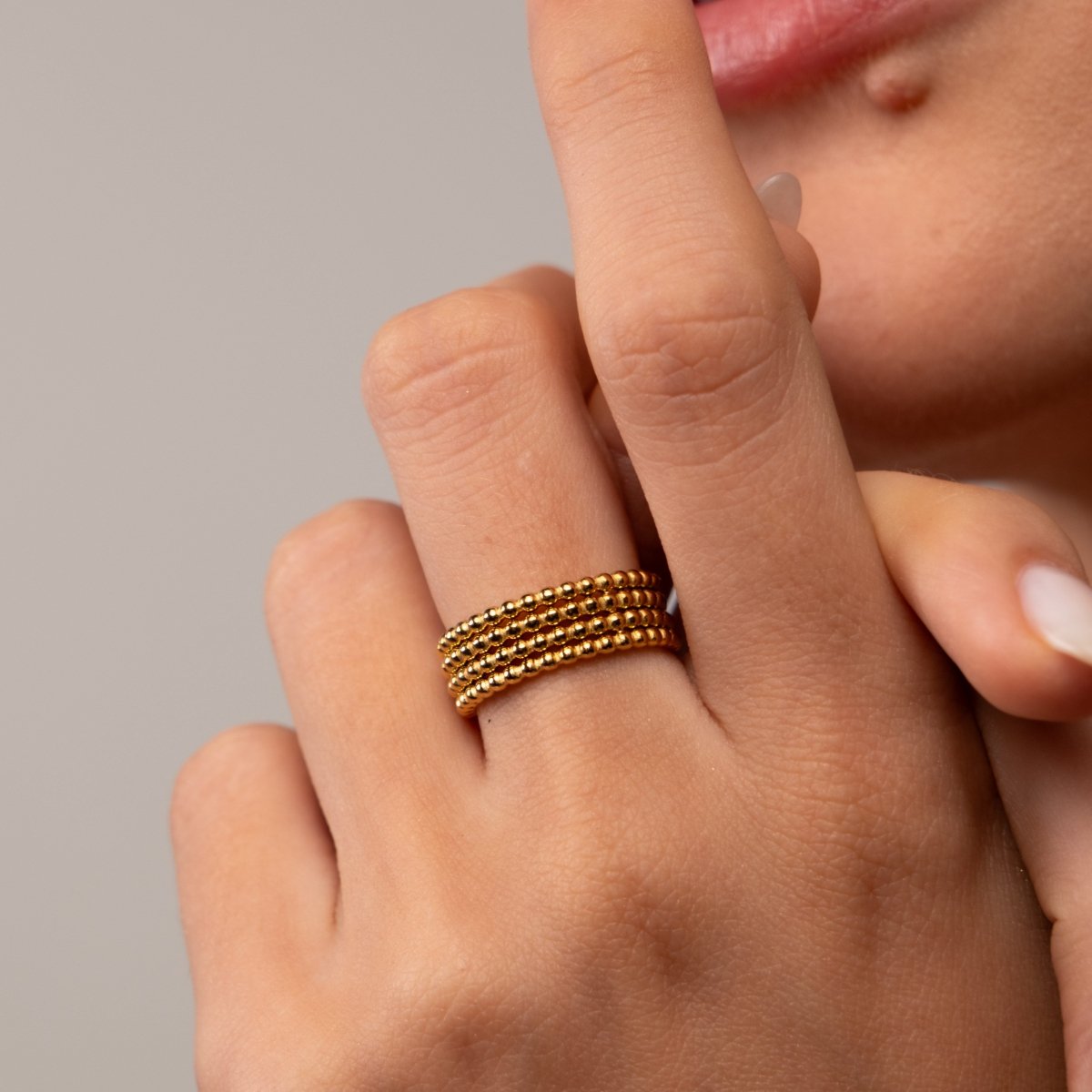 Anel Esferas Icônica Banhado em Ouro 18K - Murano Joias