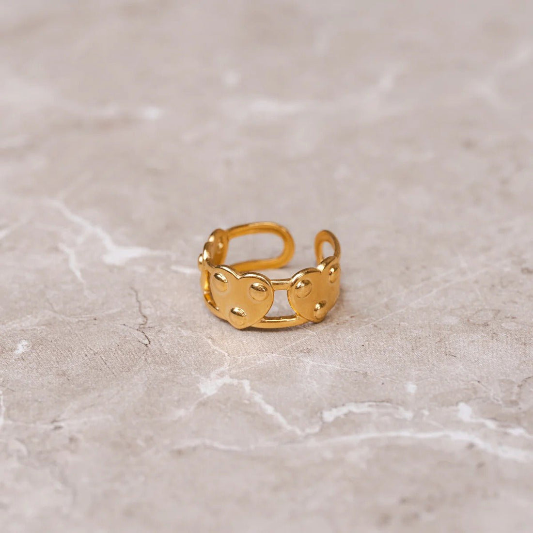 Anel Eterno Coração Ajustável Banhado em Ouro 18K - Murano Joias