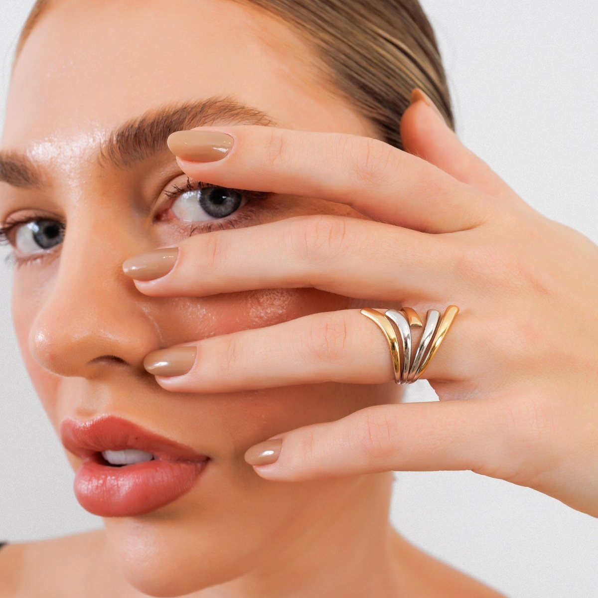 Anel Flow Ajustável com Mix de Banhos Dourado e Prata - Murano Joias