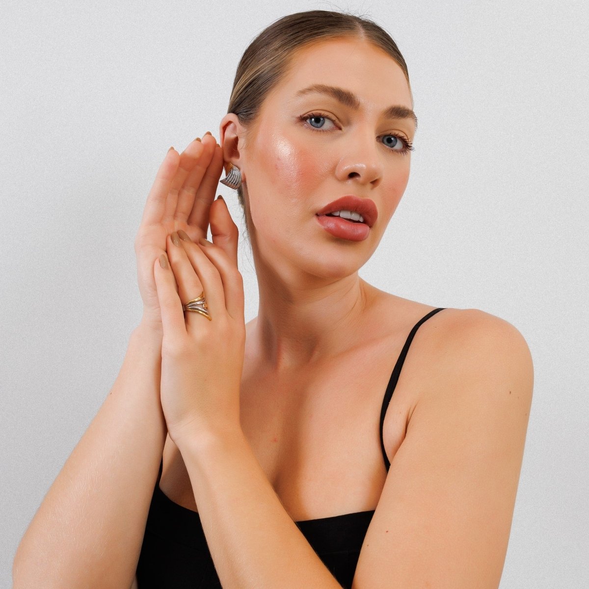 Anel Flow Ajustável com Mix de Banhos Dourado e Prata - Murano Joias