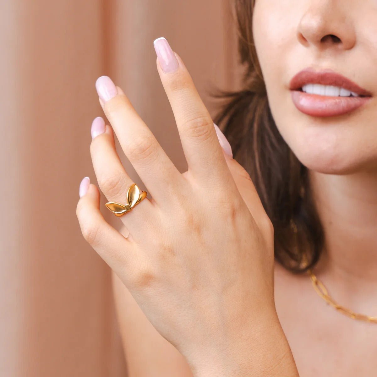 Anel Folhas Ajustável Banhado em Ouro 18K - Murano Joias