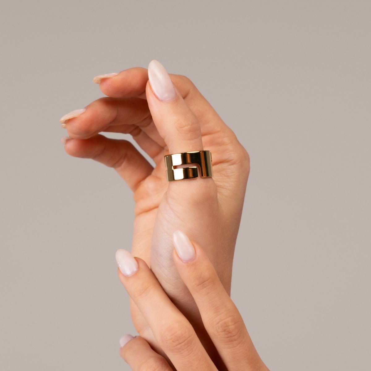 Anel Hi-lo Chunky Banhado em Ouro 18K - Murano Joias