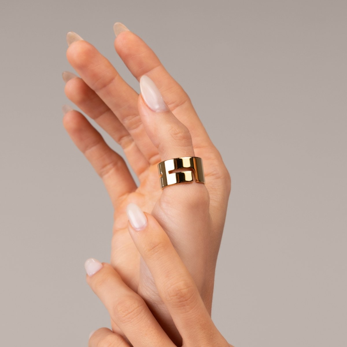 Anel Hi-lo Chunky Banhado em Ouro 18K - Murano Joias