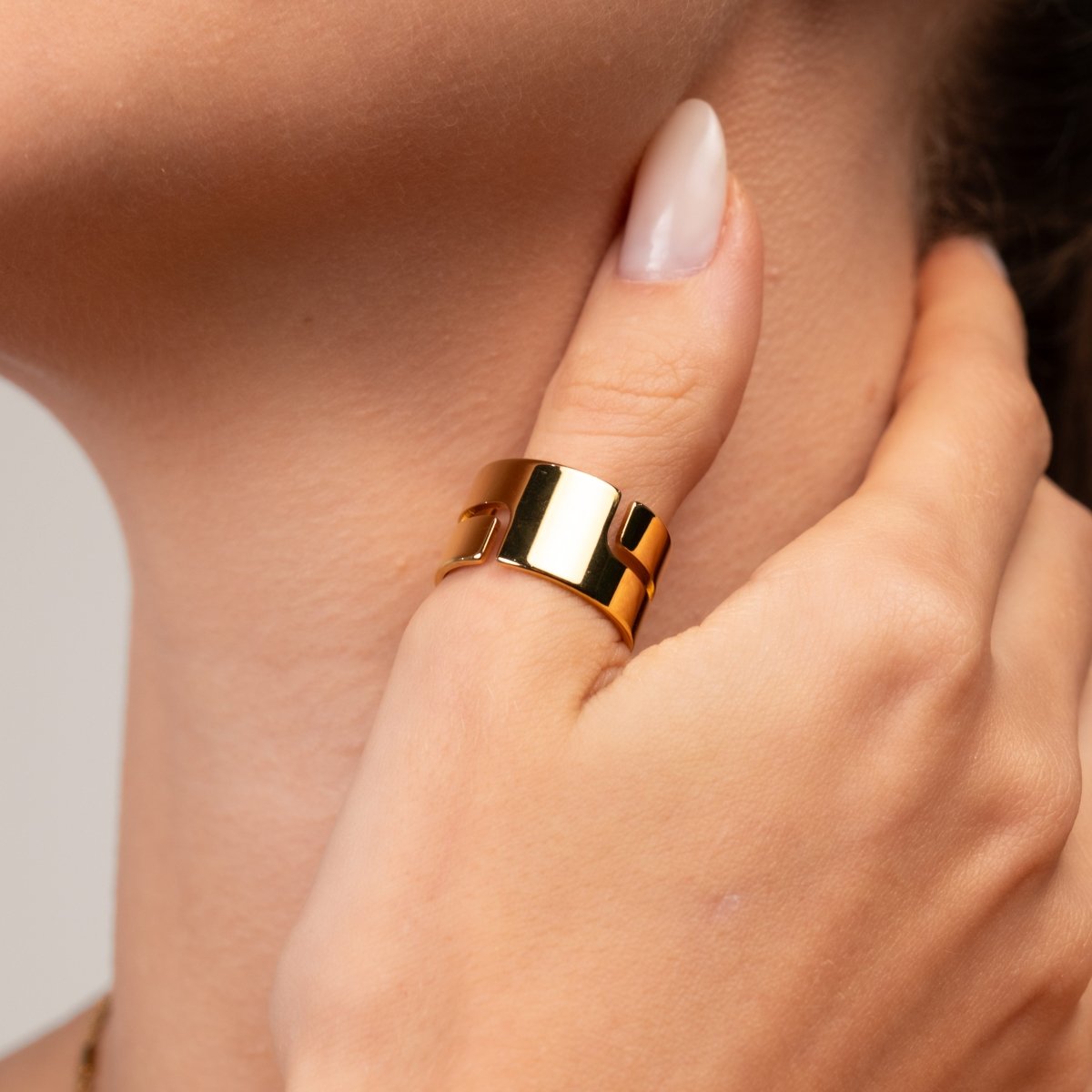 Anel Hi-lo Chunky Banhado em Ouro 18K - Murano Joias