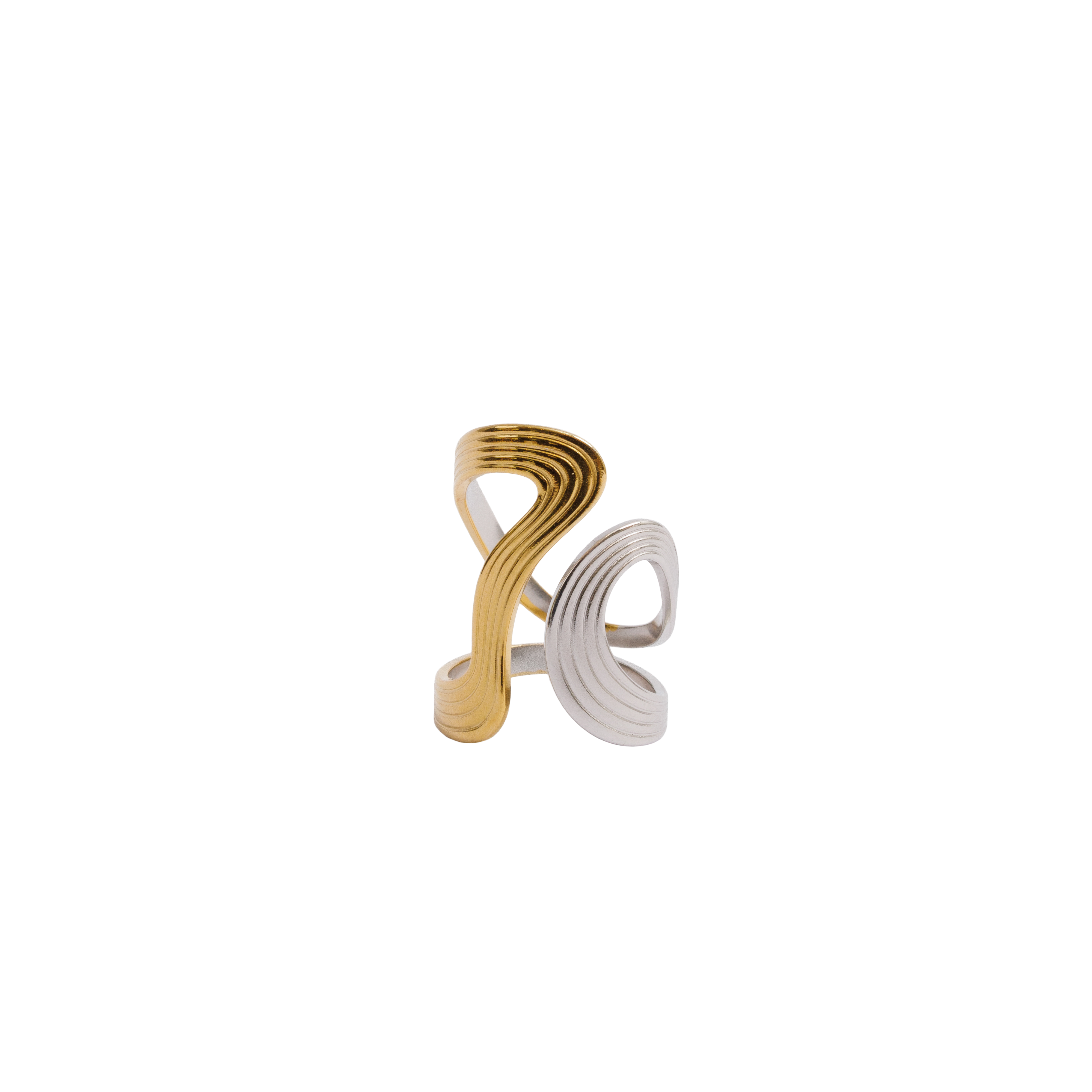 Anel Infinity Ajustável com Mix de Banhos Dourado e Prata - Murano Joias