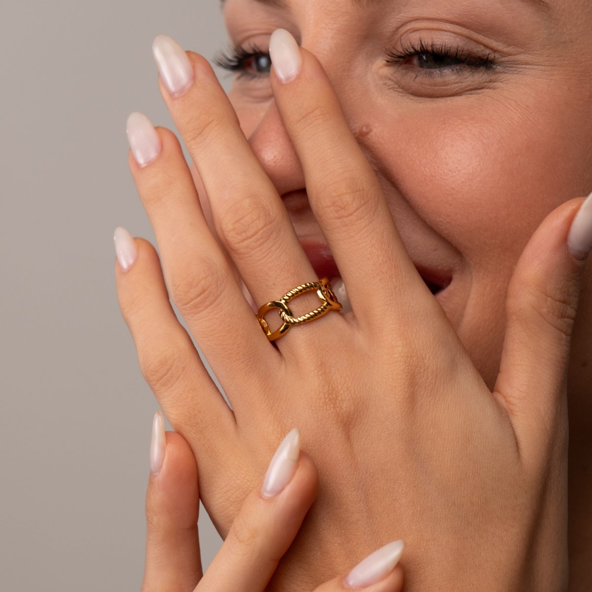 Anel Link Ajustável Banhado em Ouro 18k - Murano Joias