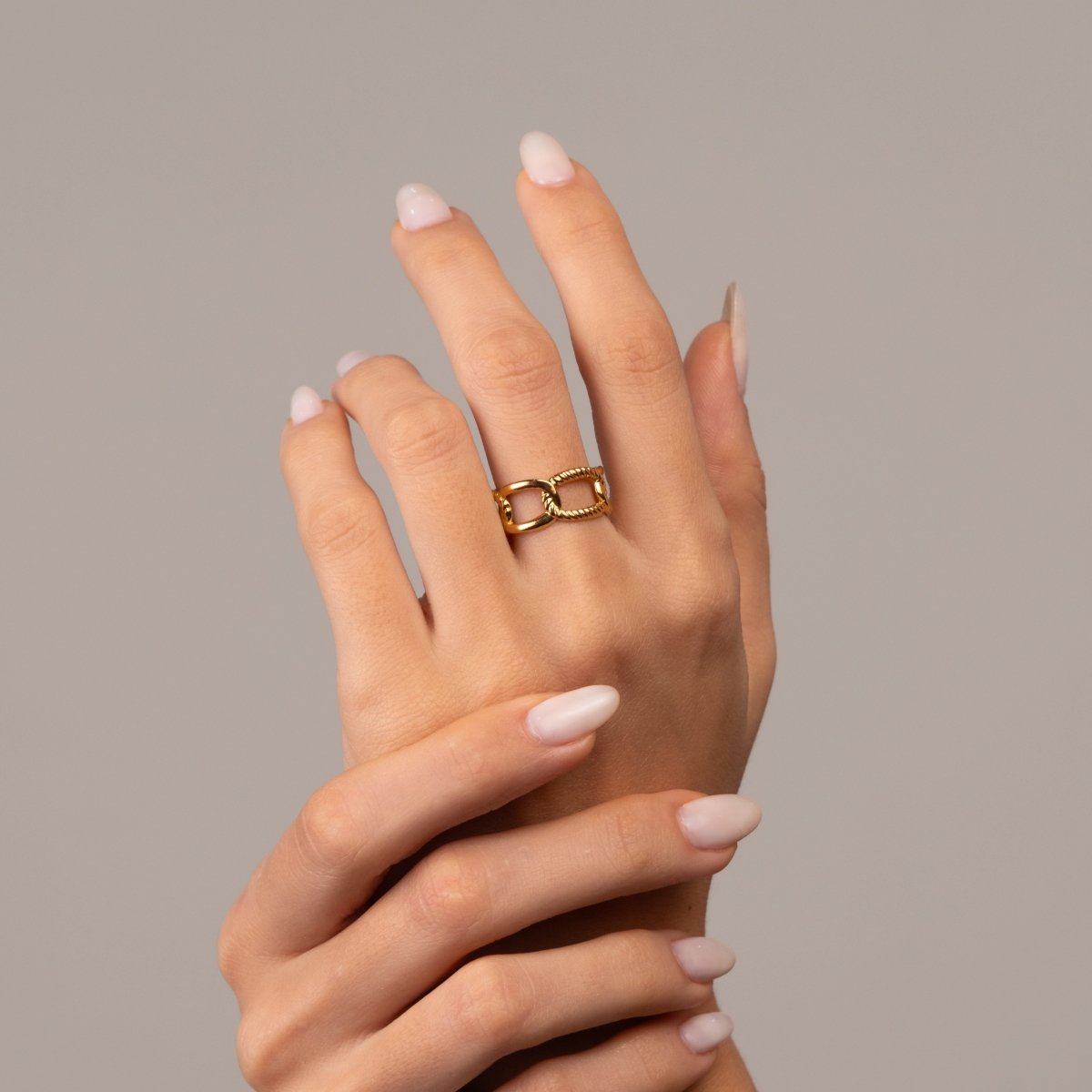 Anel Link Ajustável Banhado em Ouro 18k - Murano Joias
