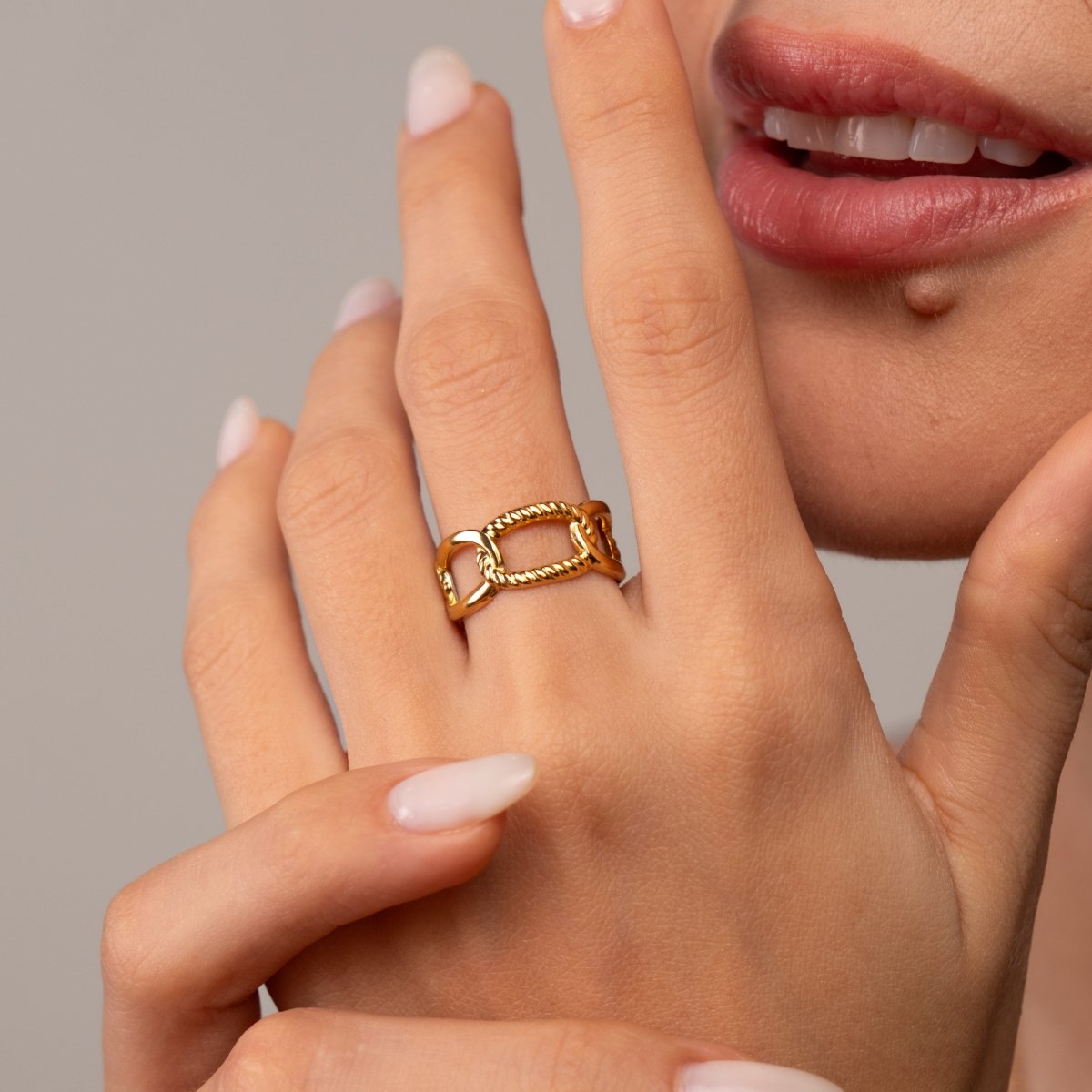 Anel Link Ajustável Banhado em Ouro 18k - Murano Joias