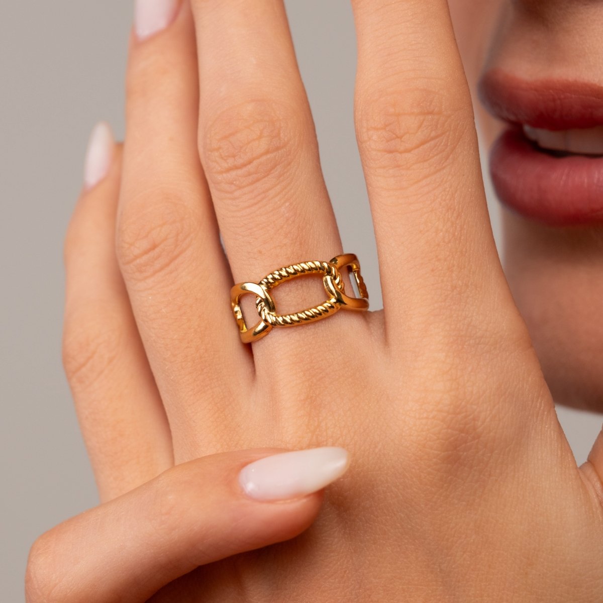 Anel Link Ajustável Banhado em Ouro 18k - Murano Joias