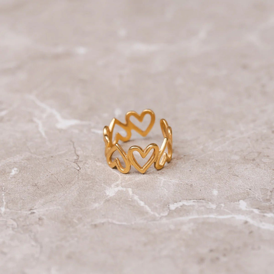 Anel Love Vazado Ajustável Banhado em Ouro 18K - Murano Joias