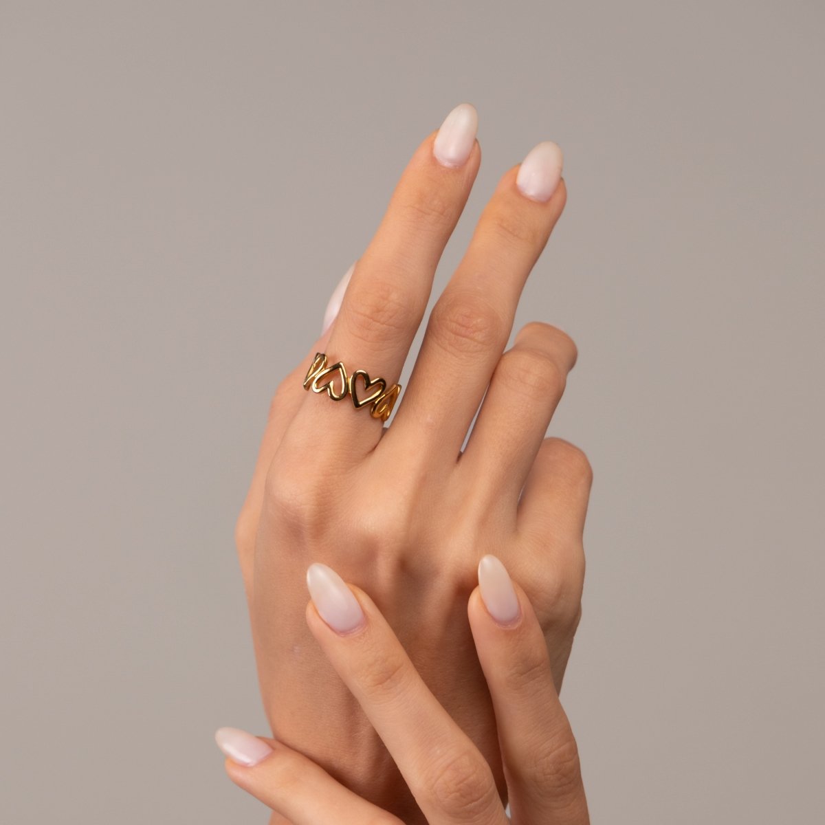 Anel Love Vazado Ajustável Banhado em Ouro 18K - Murano Joias