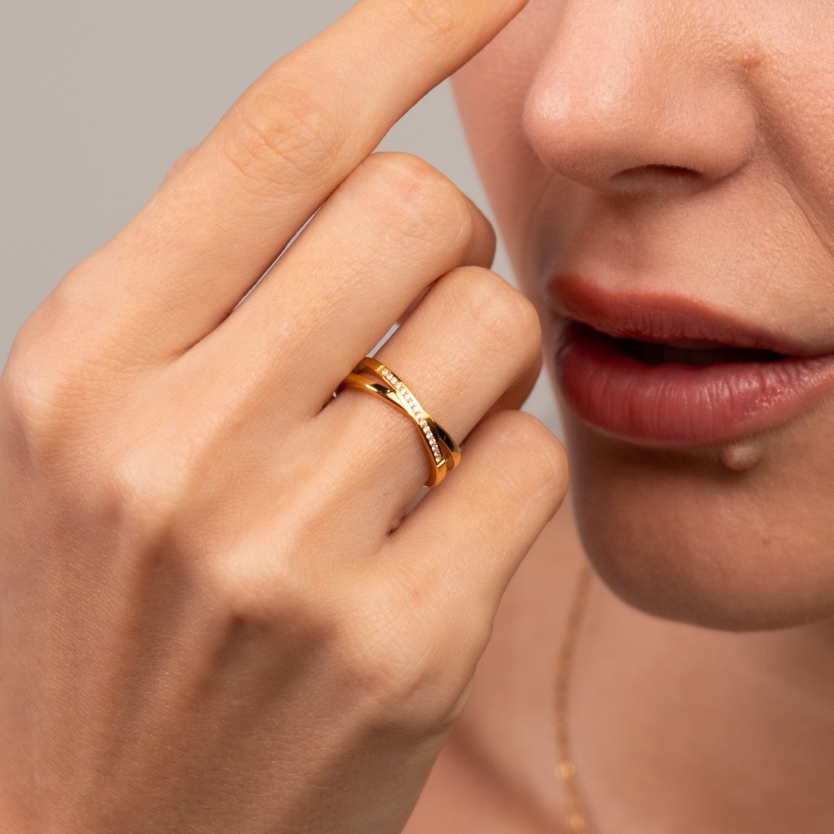 Anel Lucia Duplo Banhado em Ouro 18k - Murano Joias