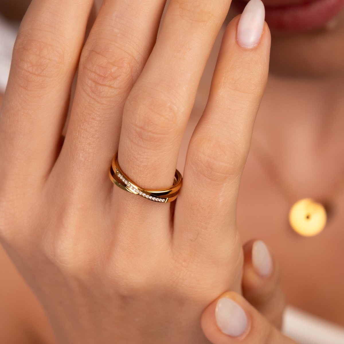 Anel Lucia Duplo Banhado em Ouro 18k - Murano Joias