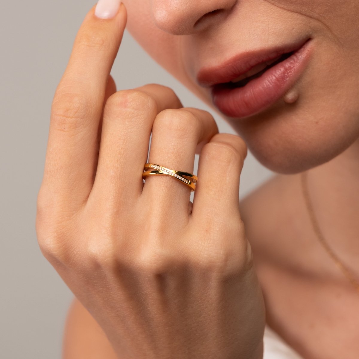 Anel Lucia Duplo Banhado em Ouro 18k - Murano Joias