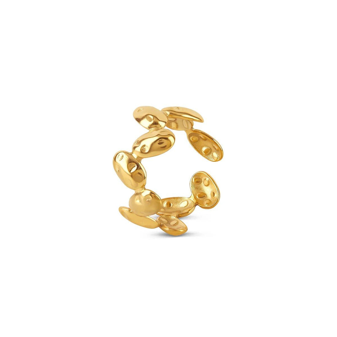 Anel Orgânico Texturizado Ajustável Banhado em Ouro 18K - Murano Joias