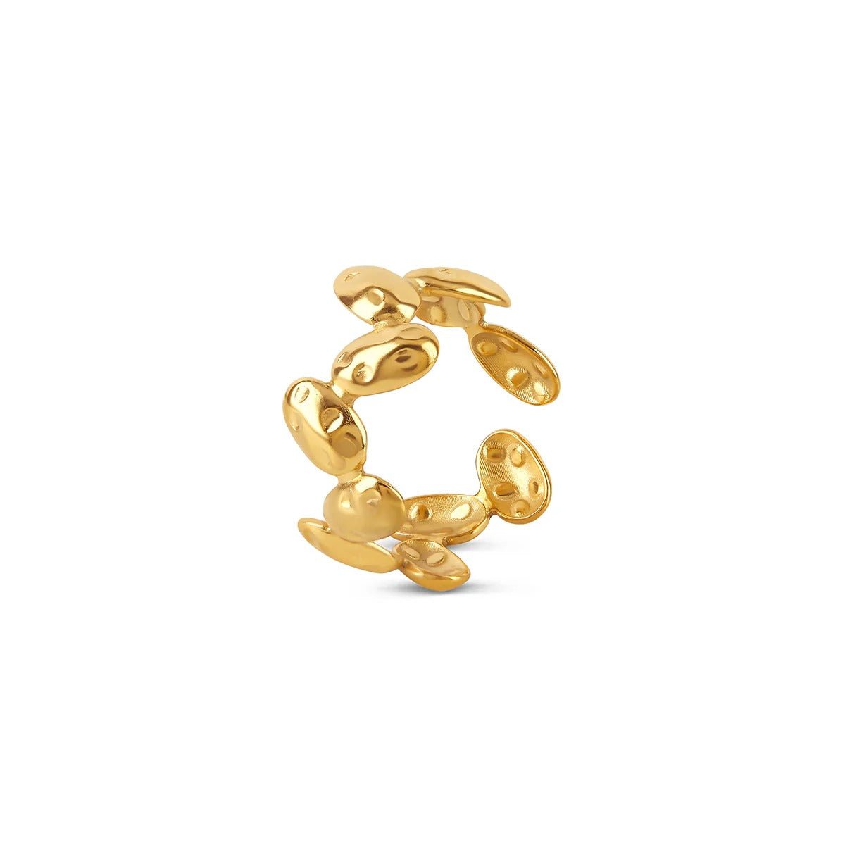 Anel Orgânico Texturizado Ajustável Banhado em Ouro 18K - Murano Joias