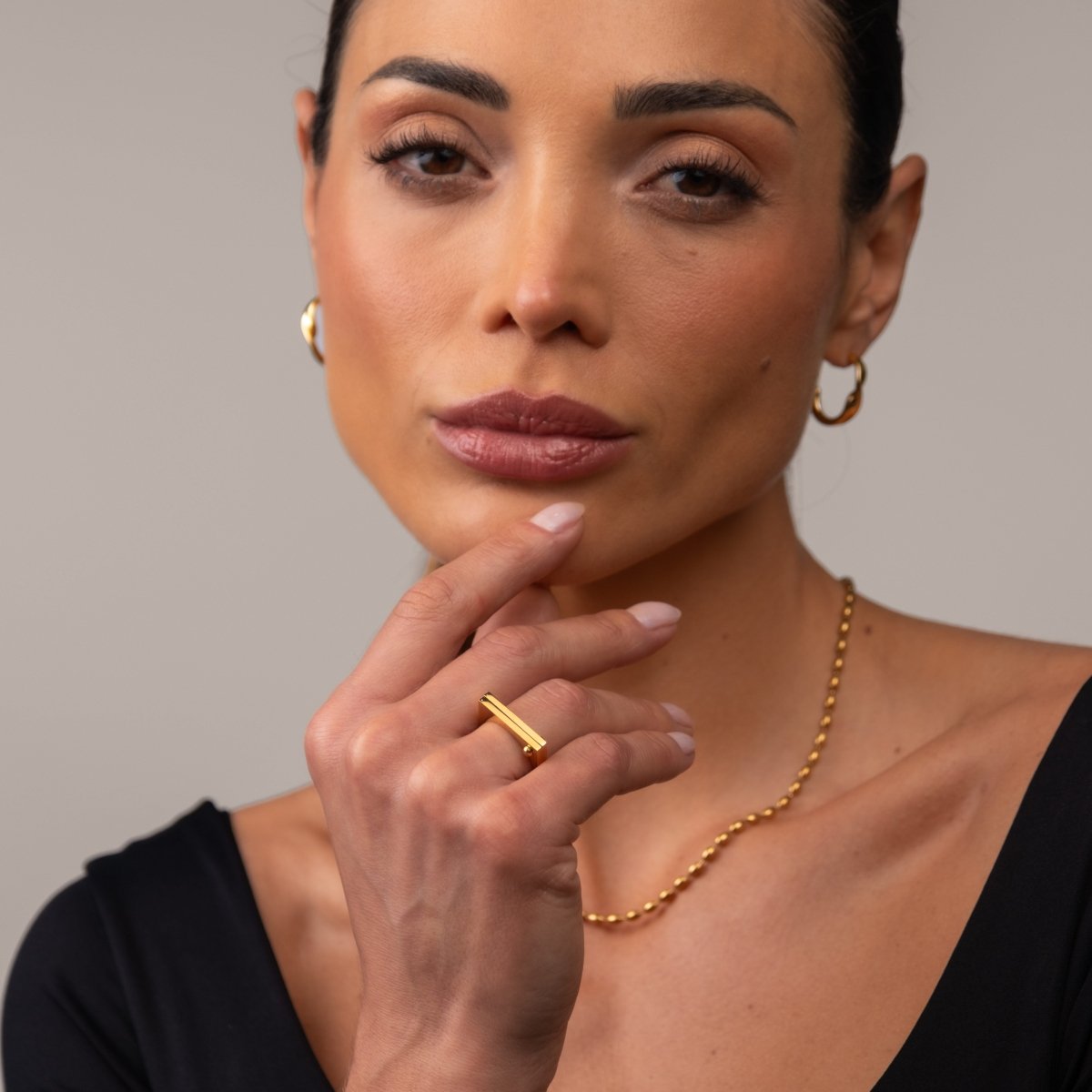Anel Parafuso Plano Banhado em Ouro 18k - Murano Joias