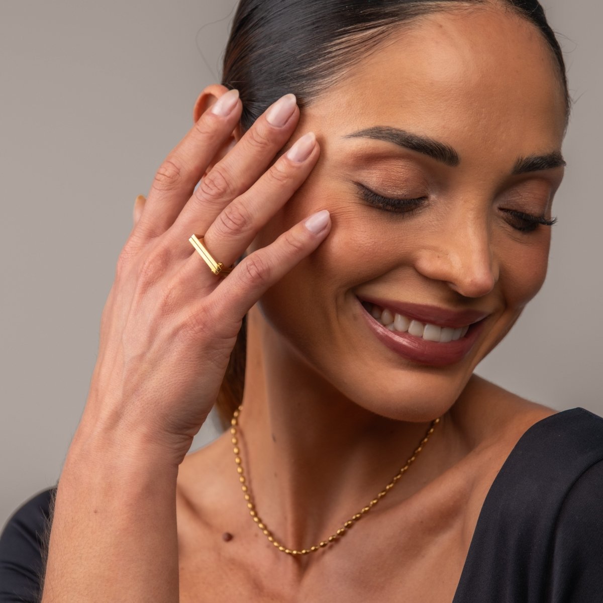 Anel Parafuso Plano Banhado em Ouro 18k - Murano Joias