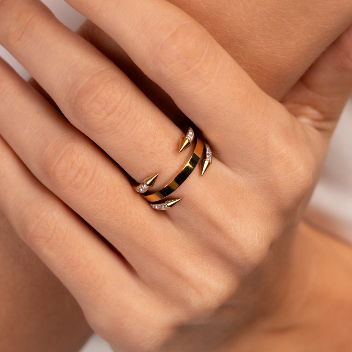 Anel Prego Pontas Banhado em Ouro 18K - Murano Joias