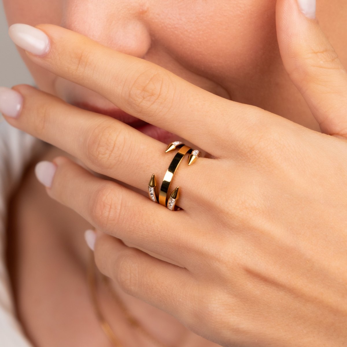 Anel Prego Pontas Banhado em Ouro 18K - Murano Joias