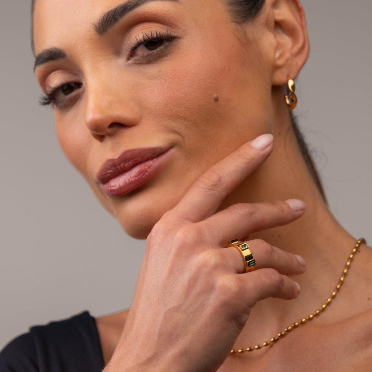 Anel Prestige Cúbica Banhado em Ouro 18K - Murano Joias
