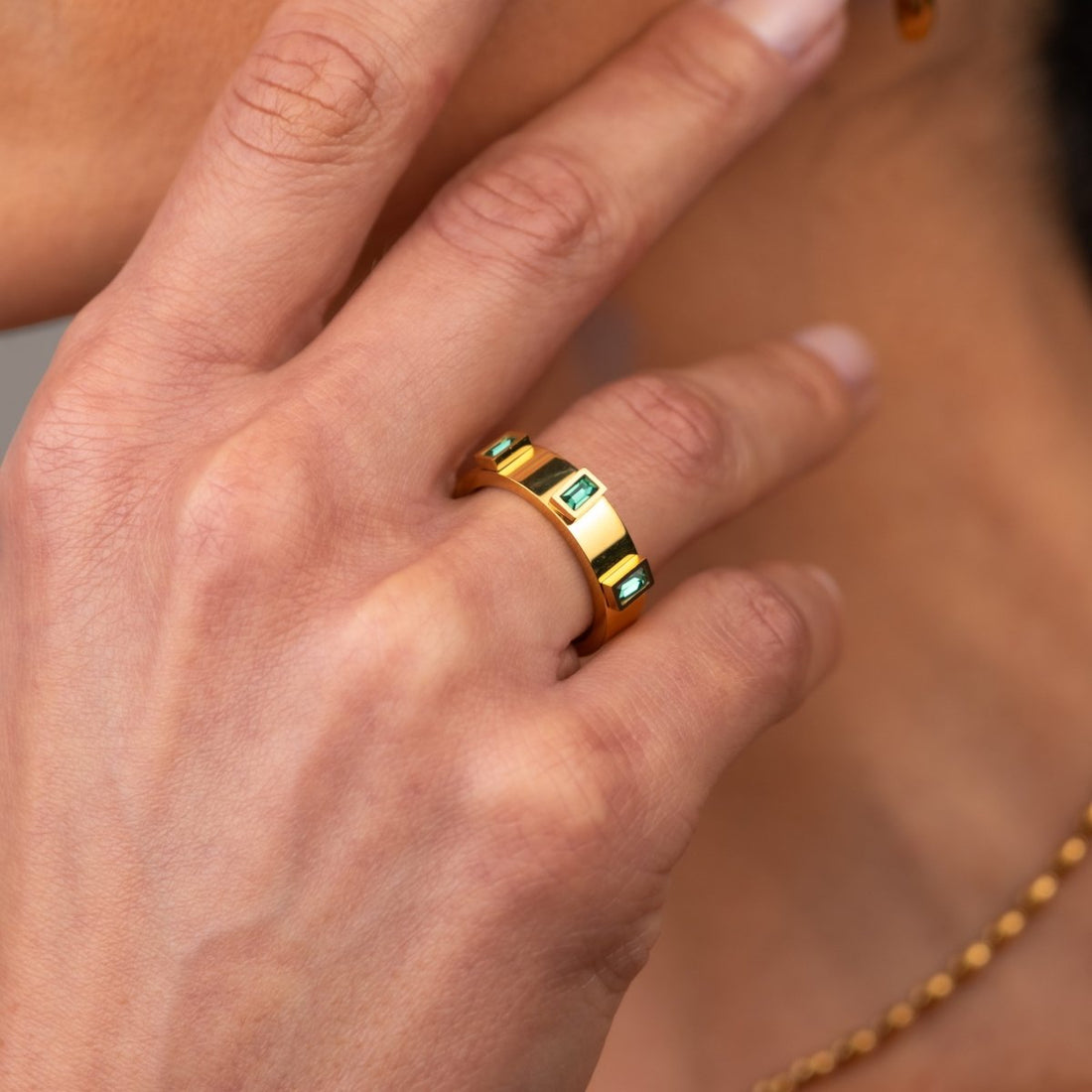 Anel Prestige Cúbica Banhado em Ouro 18K - Murano Joias