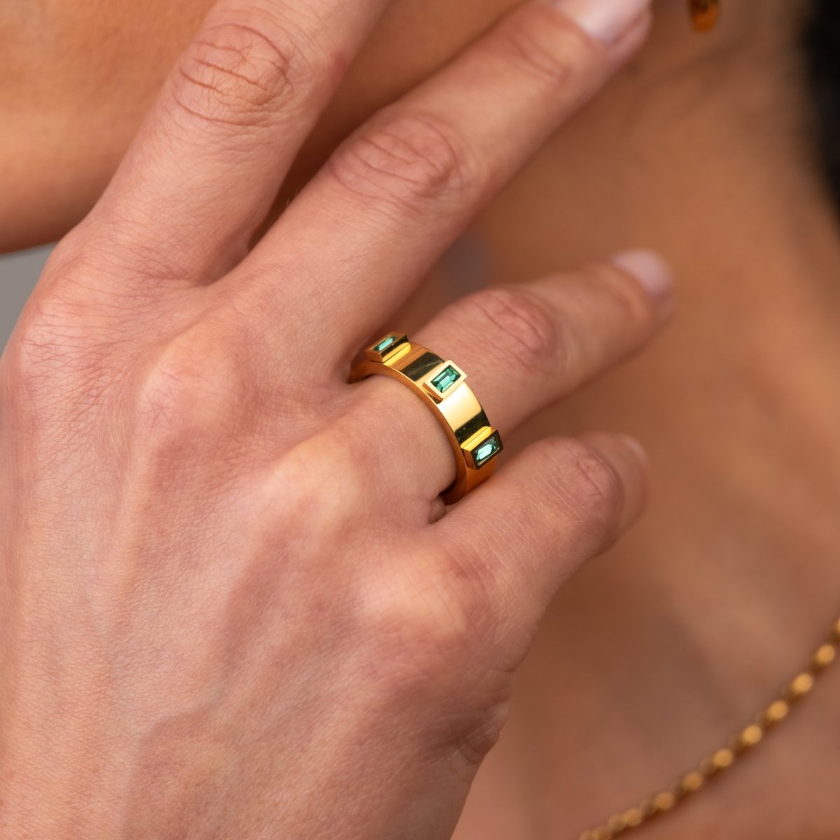 Anel Prestige Cúbica Banhado em Ouro 18K - Murano Joias