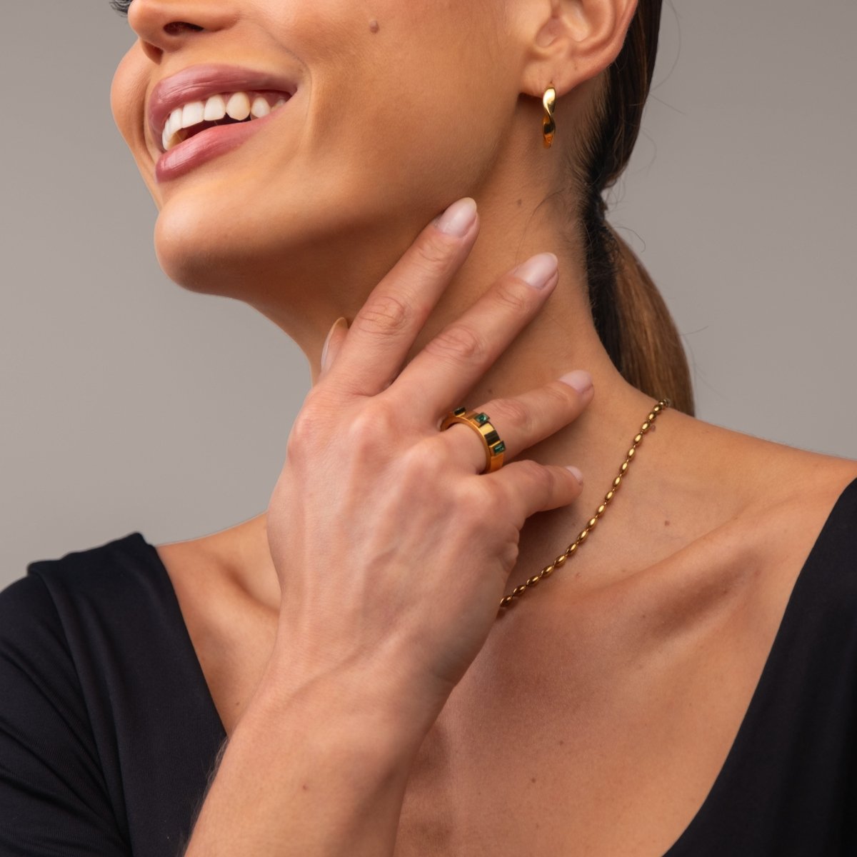 Anel Prestige Cúbica Banhado em Ouro 18K - Murano Joias