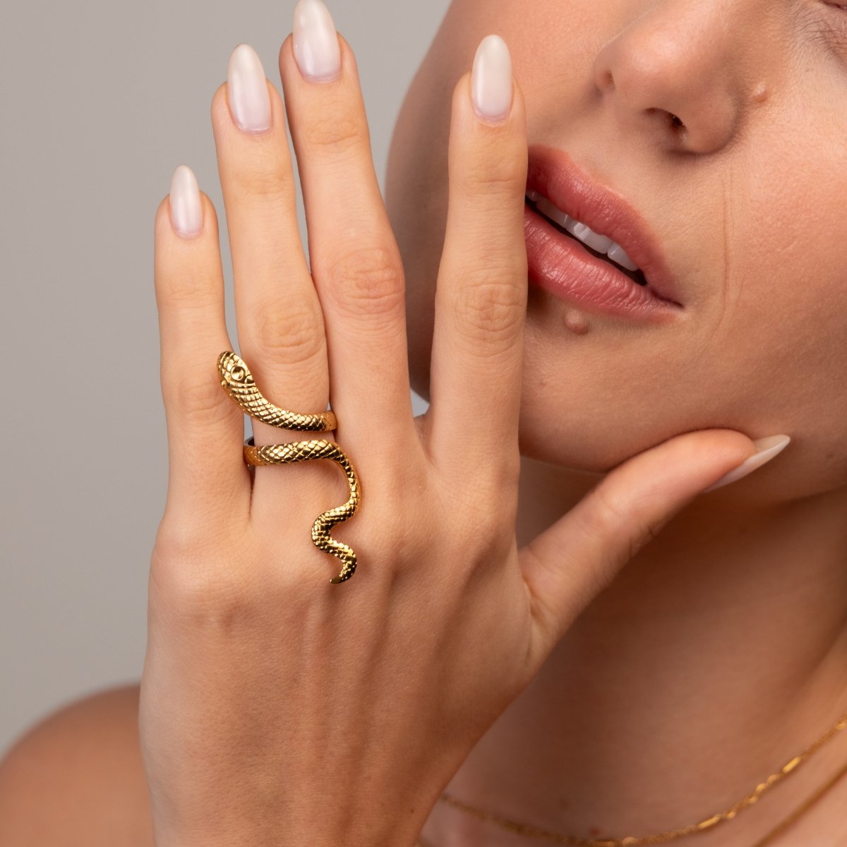 Anel Serpente Ajustável Banhado em Ouro 18K - Murano Joias