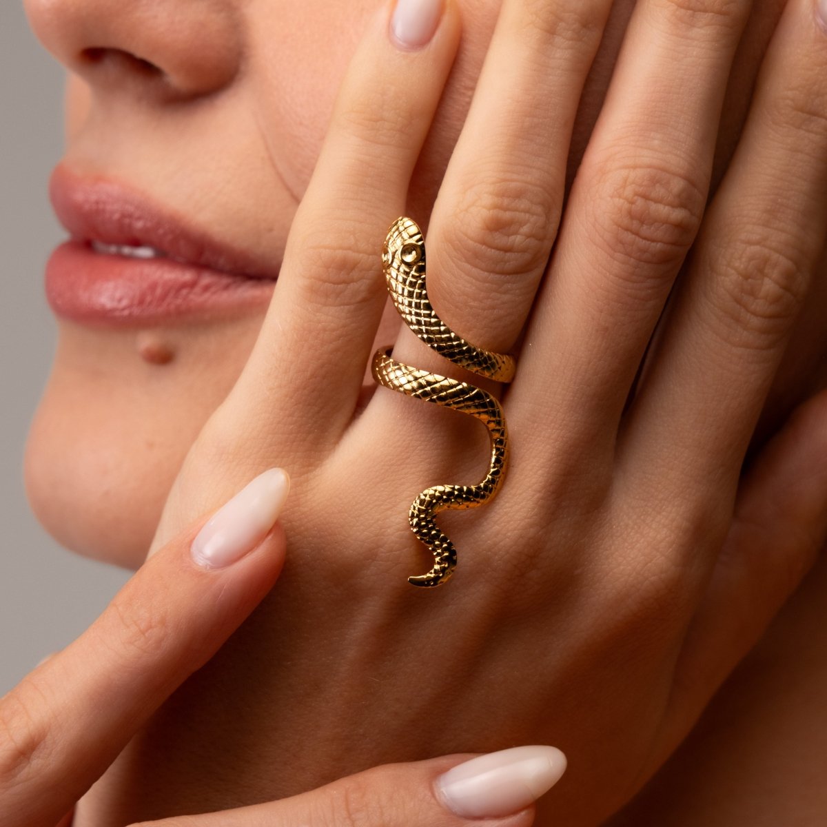 Anel Serpente Ajustável Banhado em Ouro 18K - Murano Joias