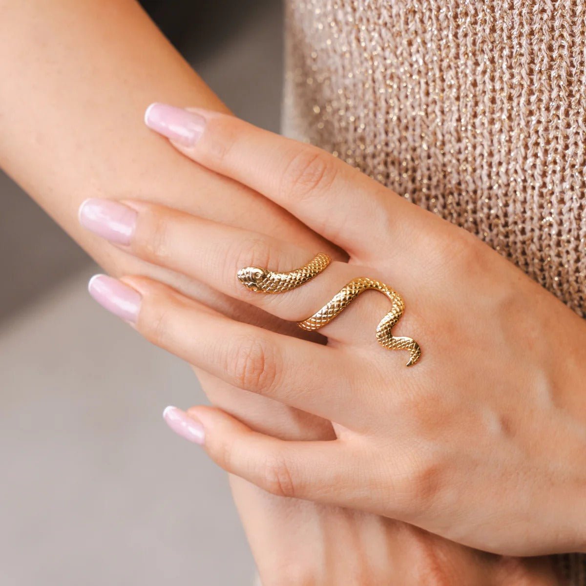 Anel Serpente Ajustável Banhado em Ouro 18K - Murano Joias