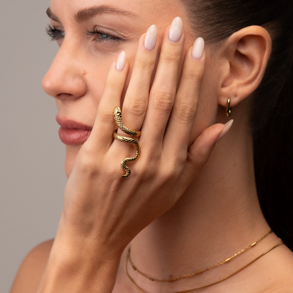 Anel Serpente Ajustável Banhado em Ouro 18K - Murano Joias