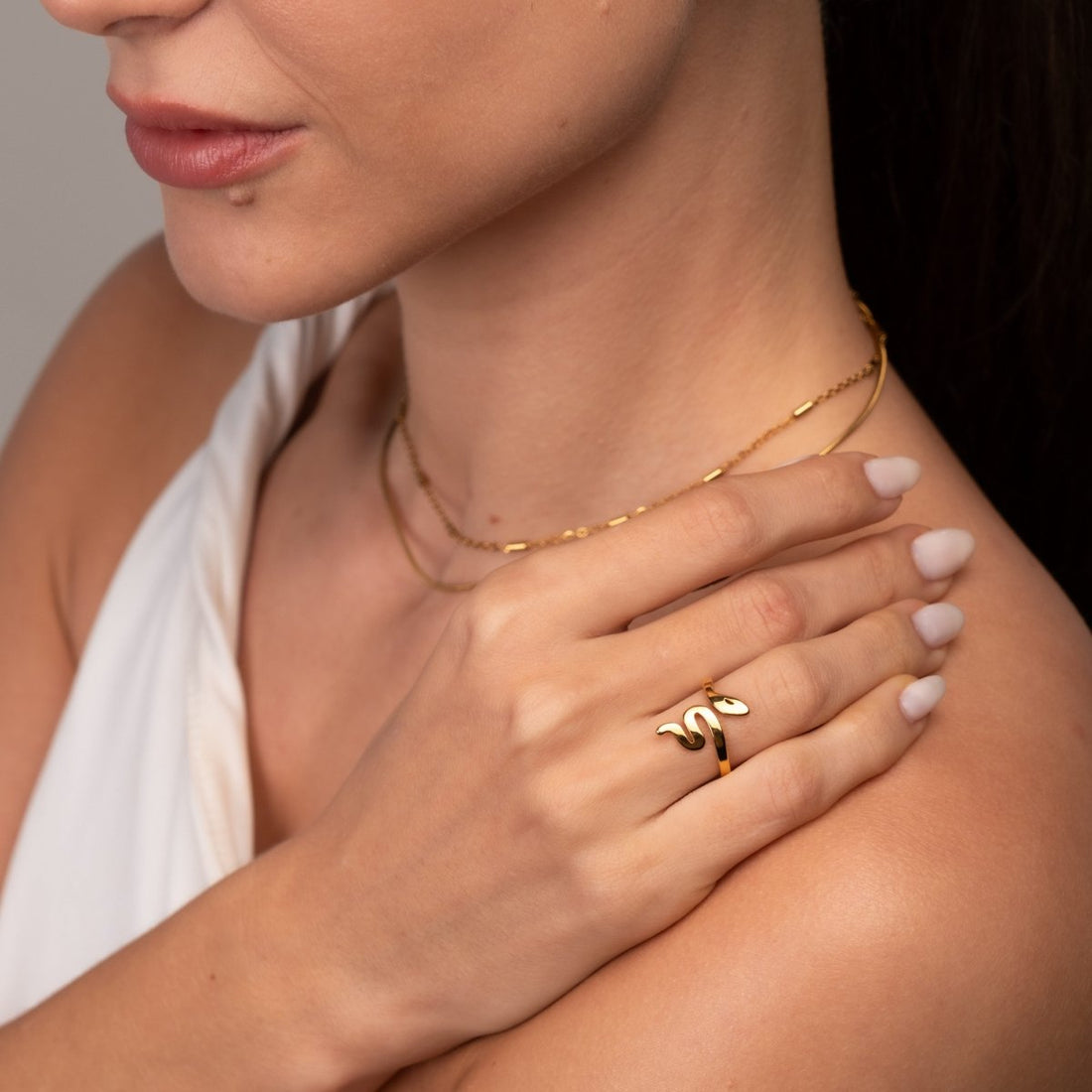 Anel Serpente Banhado em Ouro 18K - Murano Joias