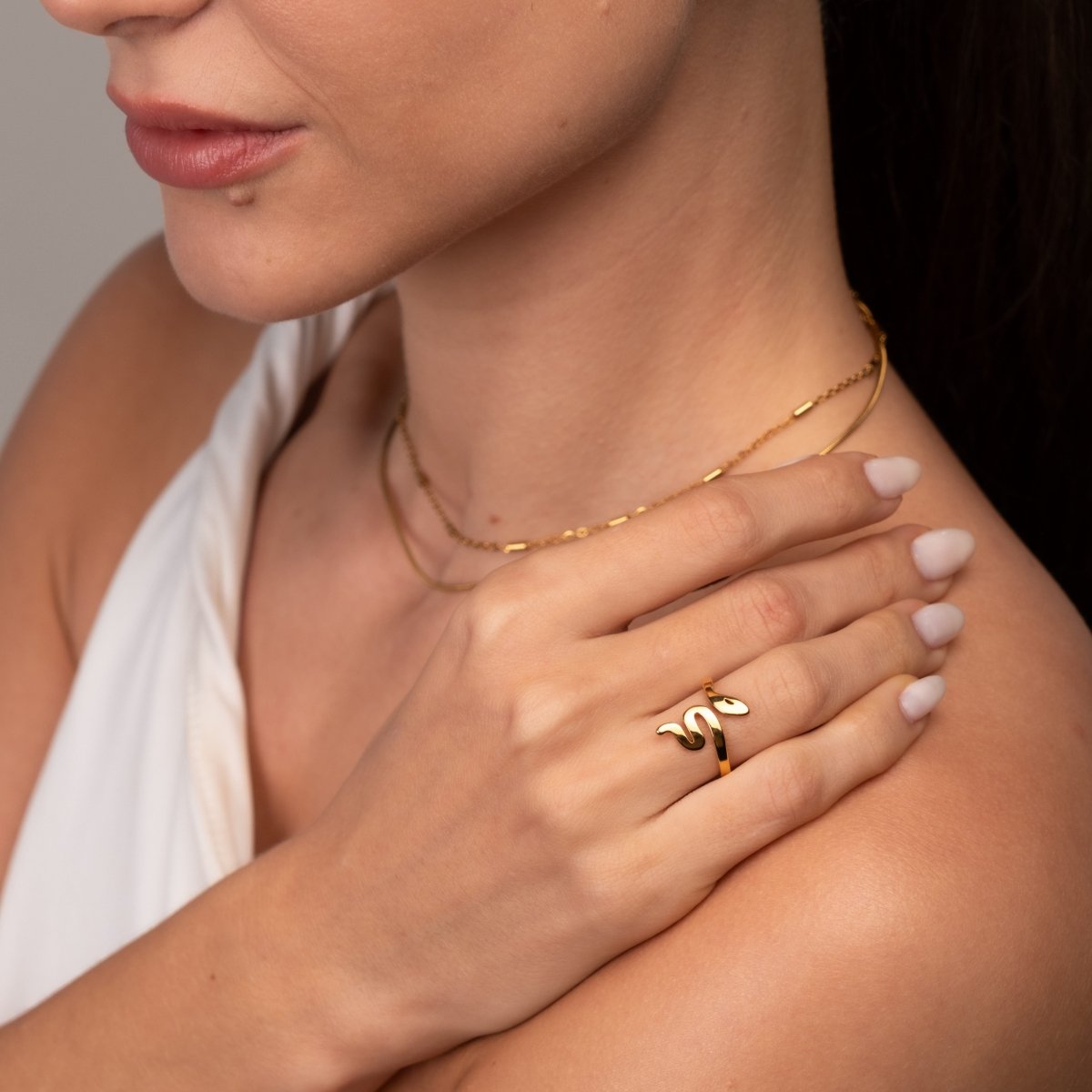 Anel Serpente Banhado em Ouro 18K - Murano Joias