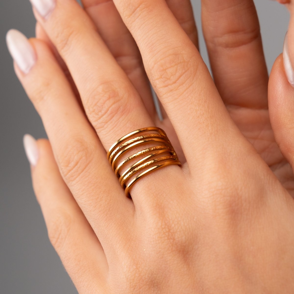 Anel Tramas Ajustável Banhado em Ouro 18K - Murano Joias