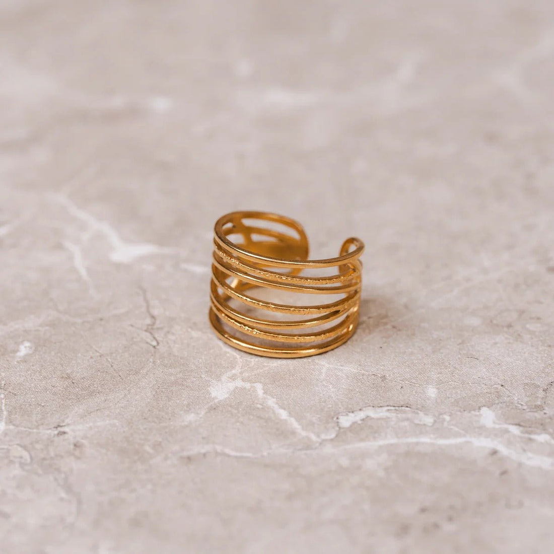 Anel Tramas Ajustável Banhado em Ouro 18K - Murano Joias