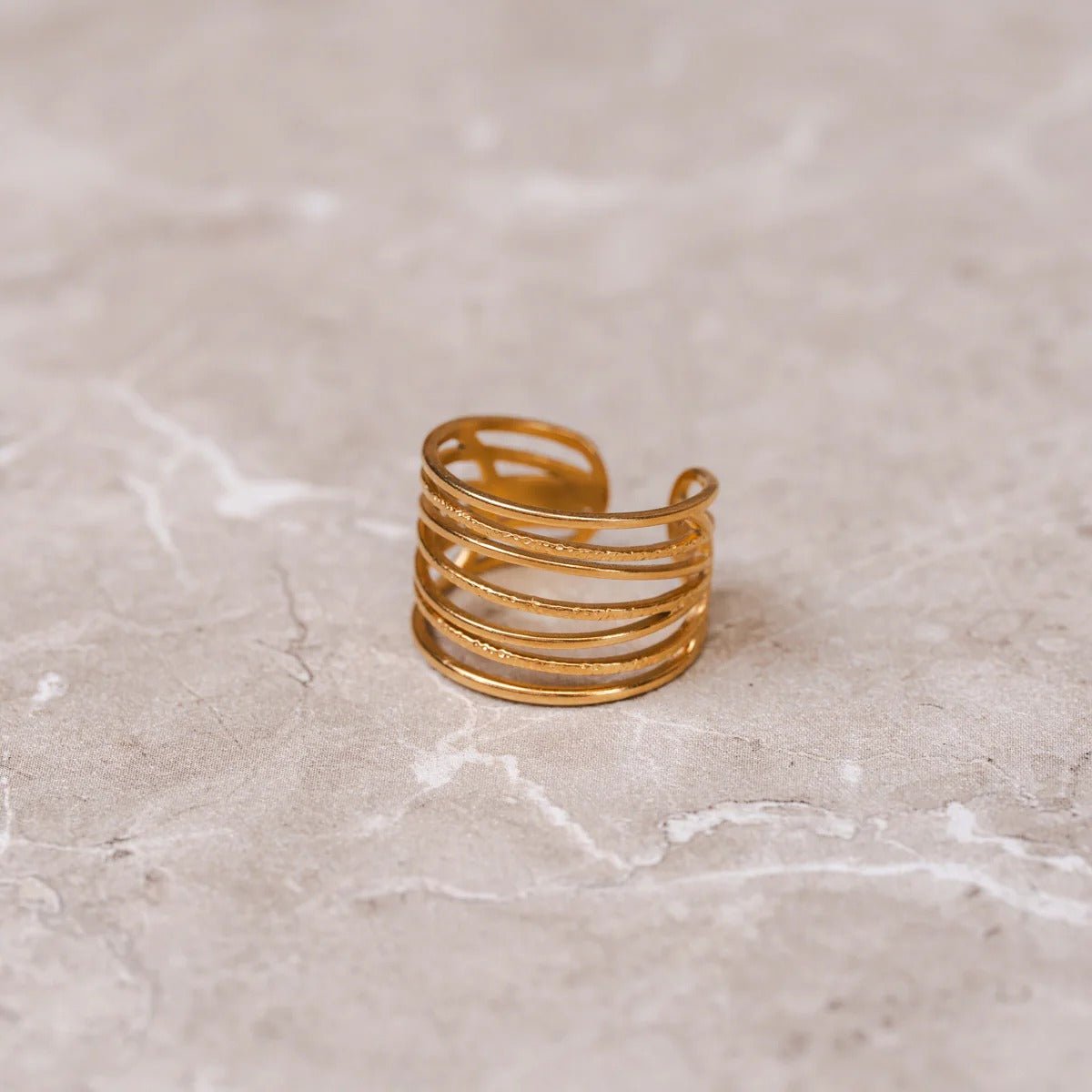 Anel Tramas Ajustável Banhado em Ouro 18K - Murano Joias