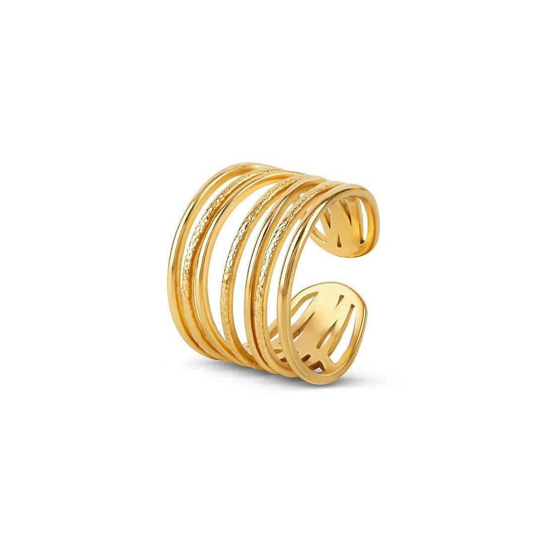 Anel Tramas Ajustável Banhado em Ouro 18K - Murano Joias