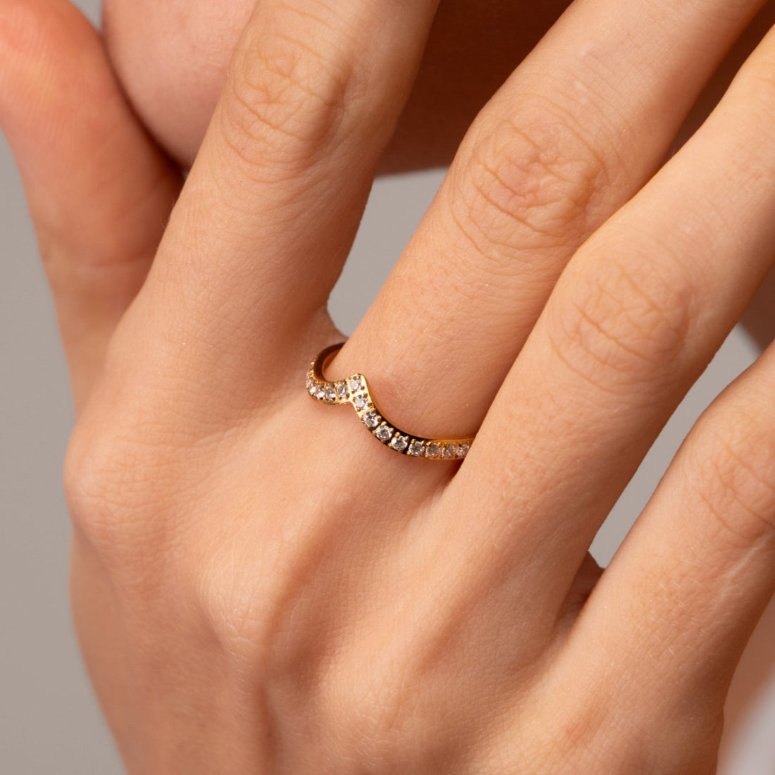 Anel Trinity Zircônia Banhado em Ouro 18K - Murano Joias