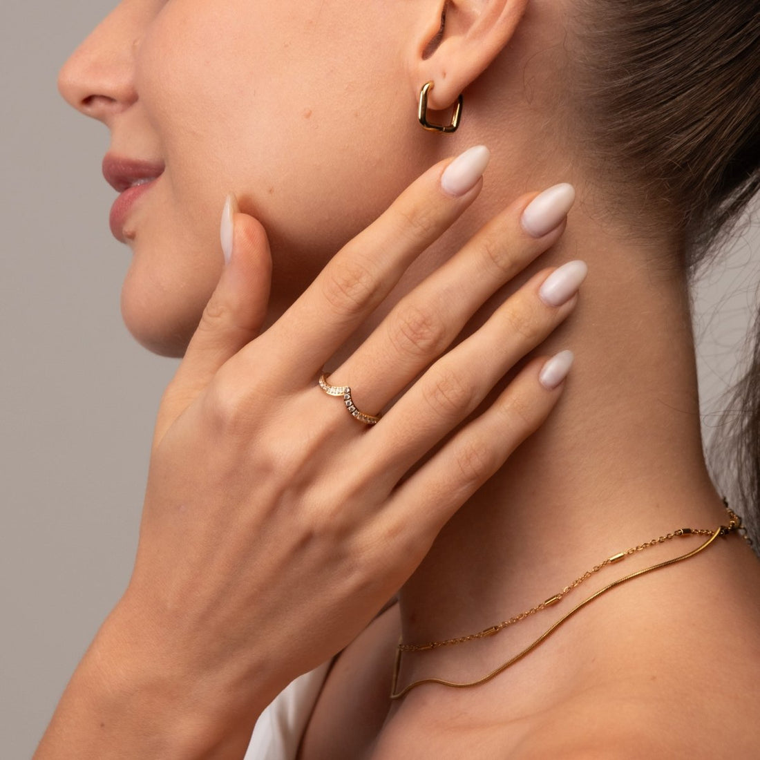 Anel Trinity Zircônia Banhado em Ouro 18K - Murano Joias