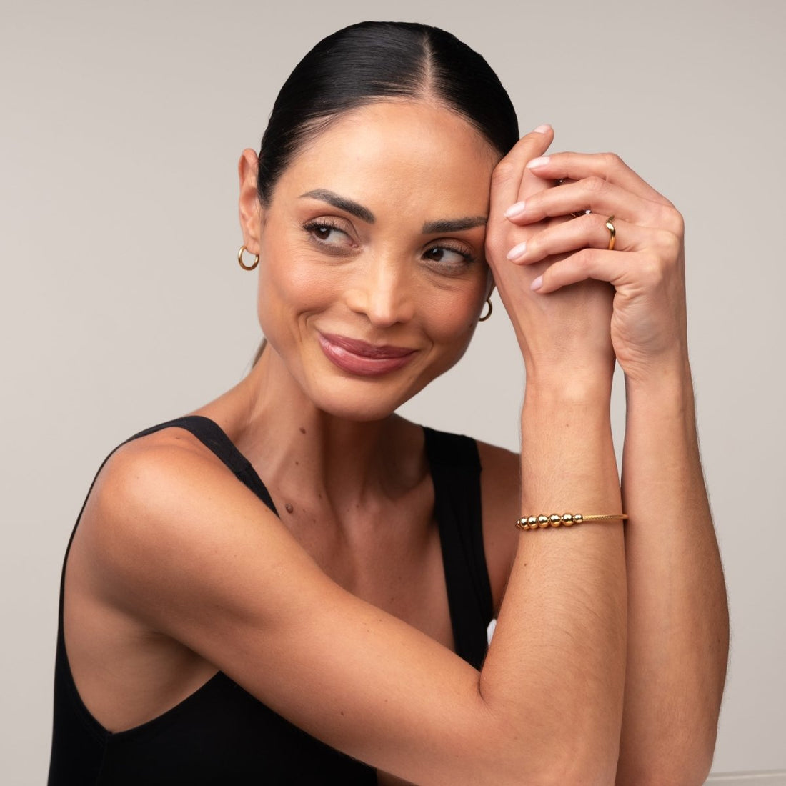 Bracelete Anti-stress Ajustável Esferas Banhado em Ouro 18K - Murano Joias