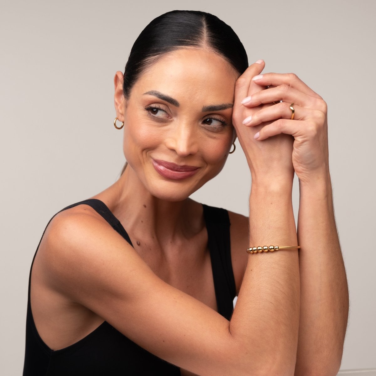 Bracelete Anti-stress Ajustável Esferas Banhado em Ouro 18K - Murano Joias