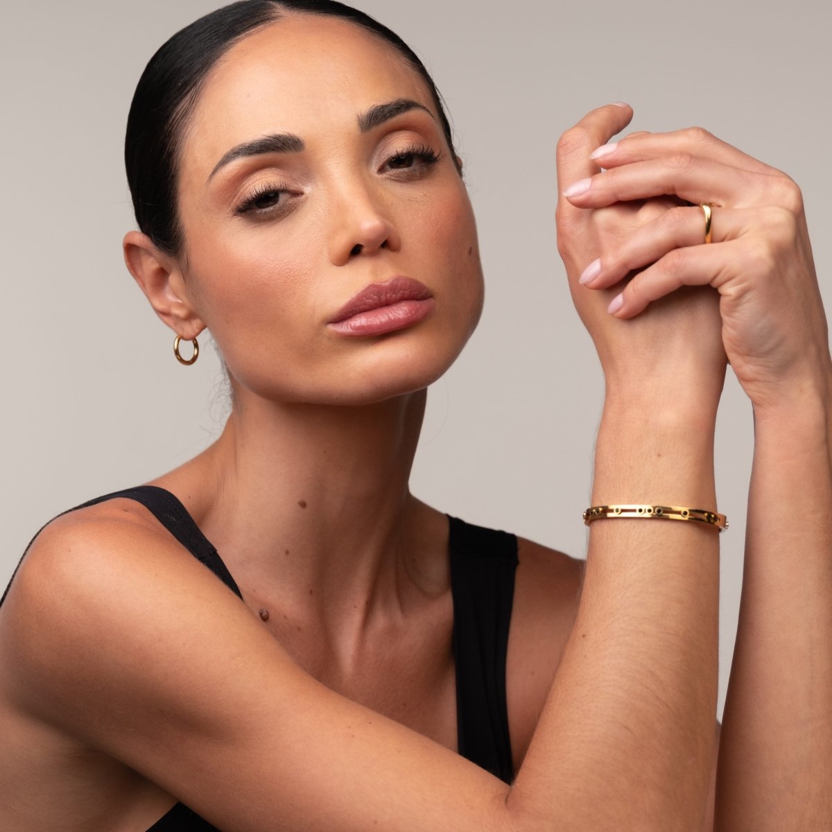 Bracelete Black Studs Banhado em Ouro 18k - Murano Joias