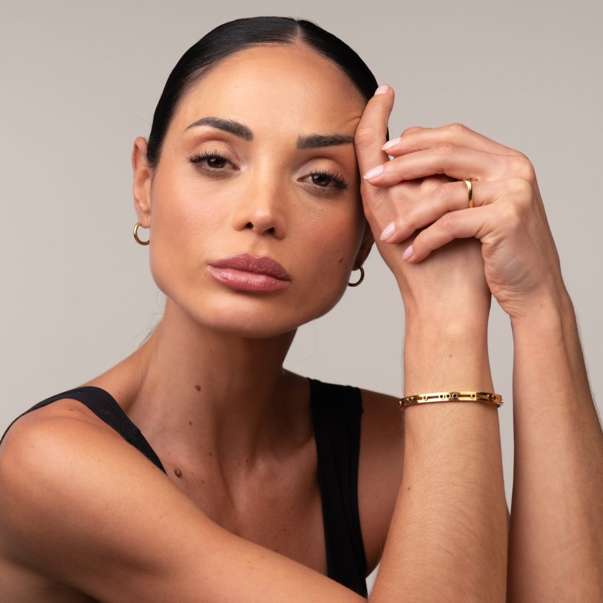 Bracelete Black Studs Banhado em Ouro 18k - Murano Joias